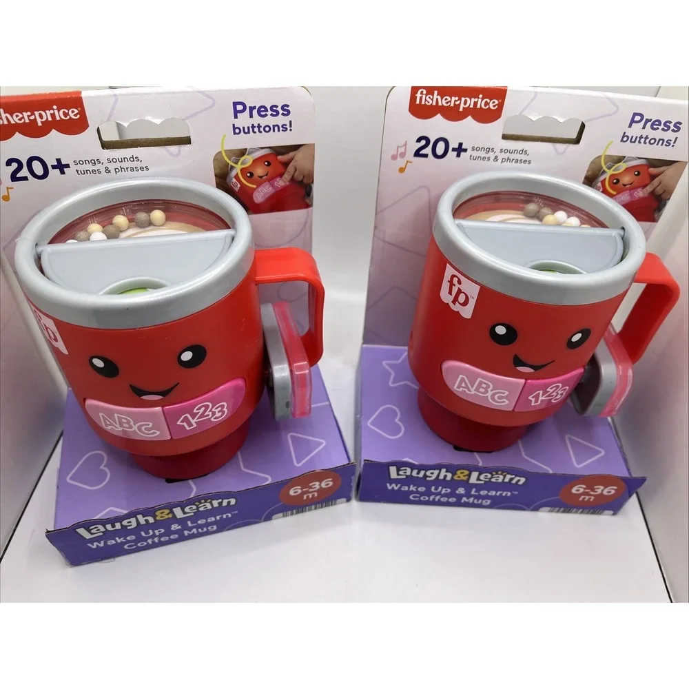 2 Pack Fisher-Price Laugh & Learn Wake Up & Learn Coffee Mug Brand New‎